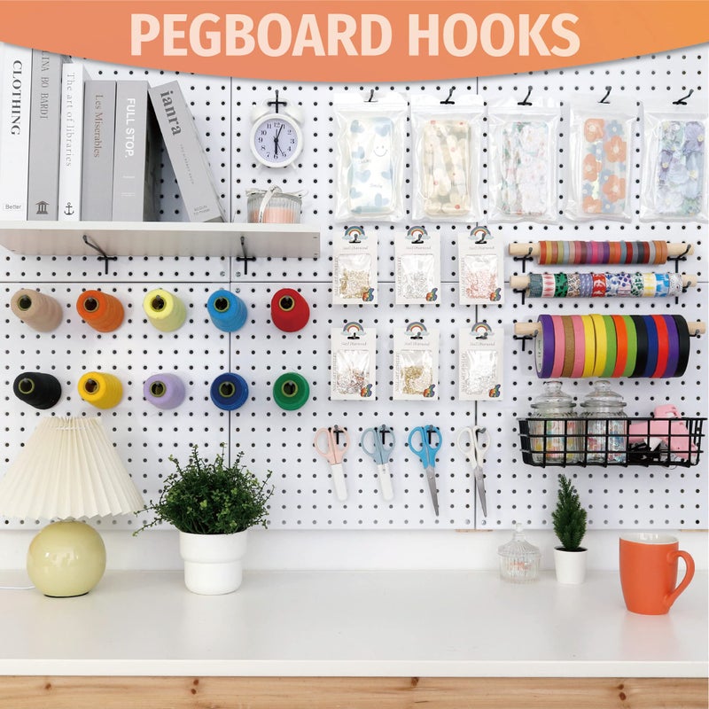 HUHOLE Pegboard Hooks 2 Inch 50PC  Black Peg Board Hooks  Fit 1/4"" or 1/8"" Pegboard  Ideal Peg Board Organizer Accessories for Garage Tool Organization  Wall Storage (Black  2 Inch) - Image 5